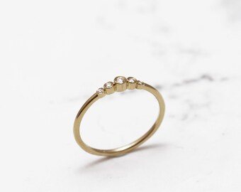 Bezel Set diamond ring, Diamond band, Yellow gold engagment ring, Delicate wedding band ,Uniqe diamond ring, Bezel Set