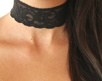 Thick choker. Lace Choker. Big Choker. Black Lace Choker.
