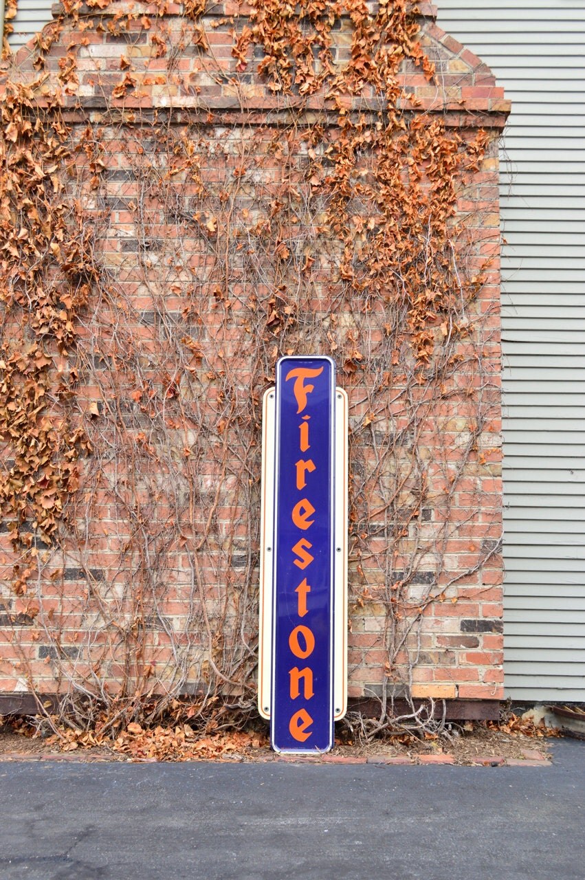 1948 Firestone Tire Sign Vertical Firestone Sign by ScoutandForge