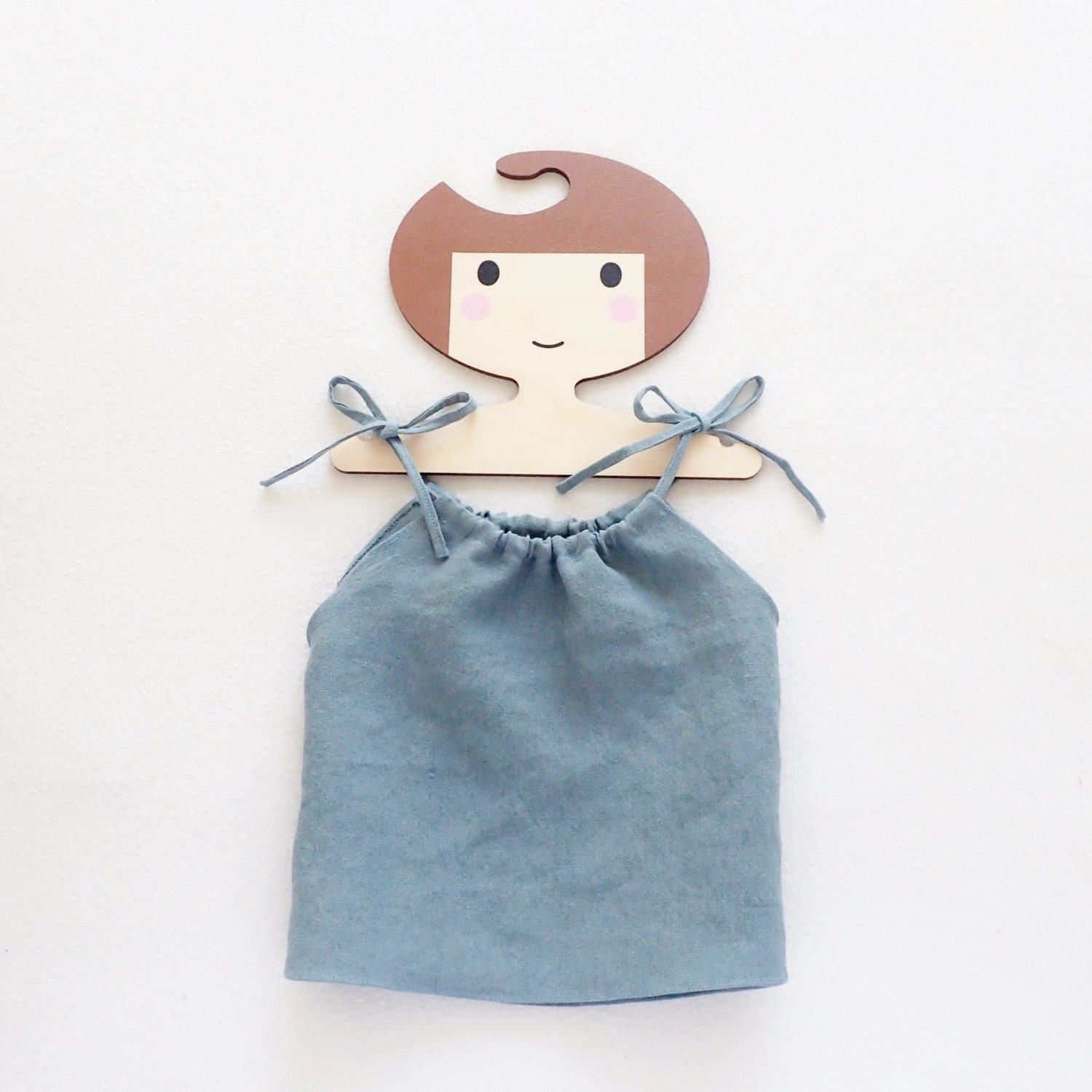 Girl Toddler Top Linen Summer Top French Blue 100 Vintage