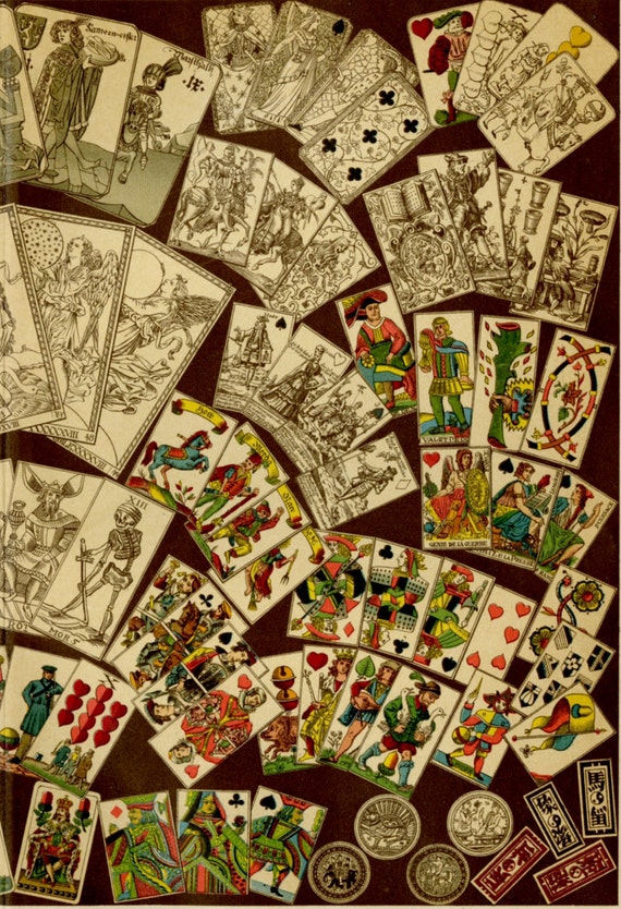 1897 Antique Playing Cards Print Deck Of By AntiquePrintBoutique