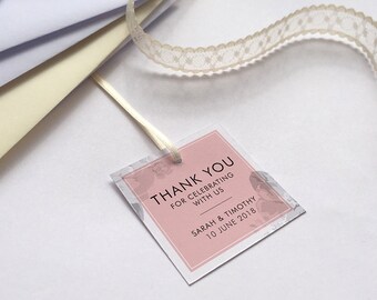 Thank You Wedding Tags, Elegant Tag, Thank You Tag, Wedding Printable, Rose quartz, PDF, Digital, Etichette Matrimonio