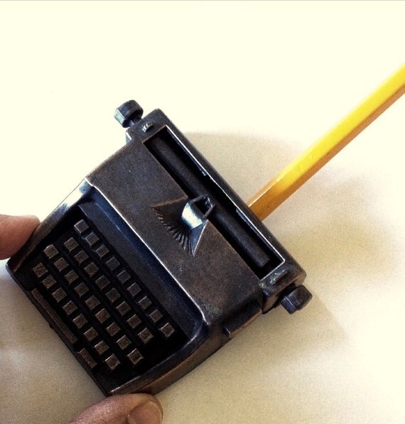 typewriter pencil sharpener die cast metal by thespectaclednewt
