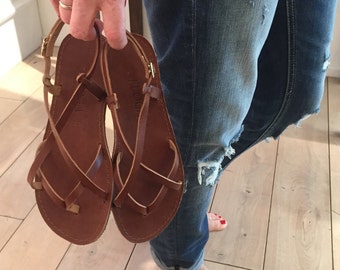 Handmade sandals. FREE SHIPPING in the USA, Greek leather sandals,Gladiator sandals, Brown women's sandals - Thalia