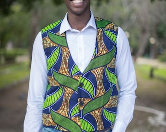 Gilet uomo in Stoffa Africana / Gilet for man in African fabric