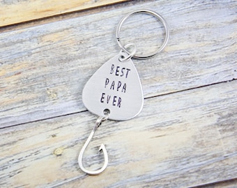 Fishing Lure Keychain - Gift for Papa - Gift for Him - Fathers Day Gift - Best Papa Ever - Papa Gift - Dad Gift - Dad Keychain-Best Dad Ever