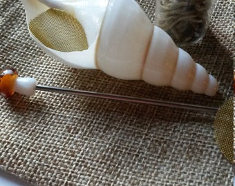 Peace Pipe Handcrafted With Organic Hemp Wick Sea Shell Smoking Pipe With Poker And Hemp Wick Vial