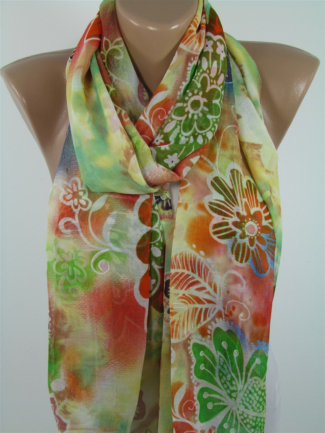floral scarf yellow scarf shawl boho scarf fashion gift by derins floral scarf yellow scarf shawl boho scarf fashion gift by derins