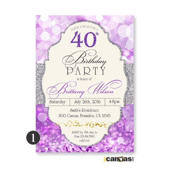 Purple Party Invitations 2