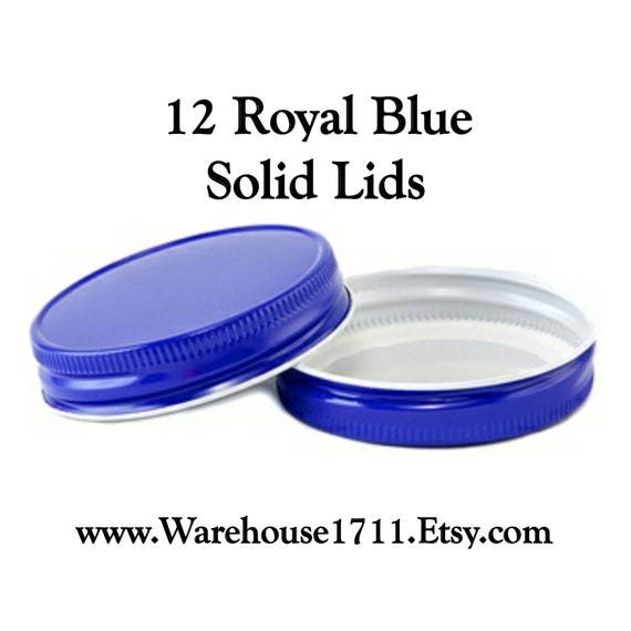 Mason Jar Lids 12 Solid Lids Royal Blue/Party Jar