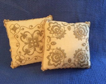 Vintage Gold Pillow/Vintage Embroidered Pillows