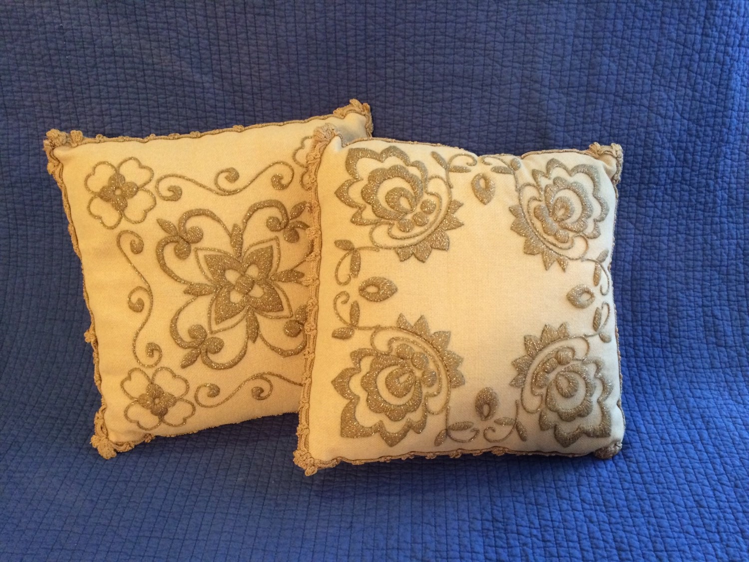 Vintage Gold Pillow/Vintage Embroidered Pillows