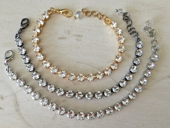 Stackables Clear Crystal Bracelet, select setting finish