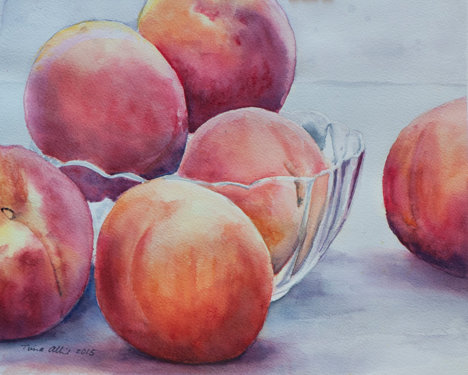 Peach Fruit Original Watercolor Painting Original Art