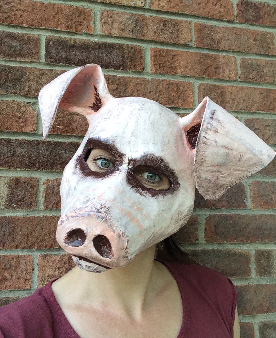 Pig mask/paper mache mask/ papier mache mask/ masquerade