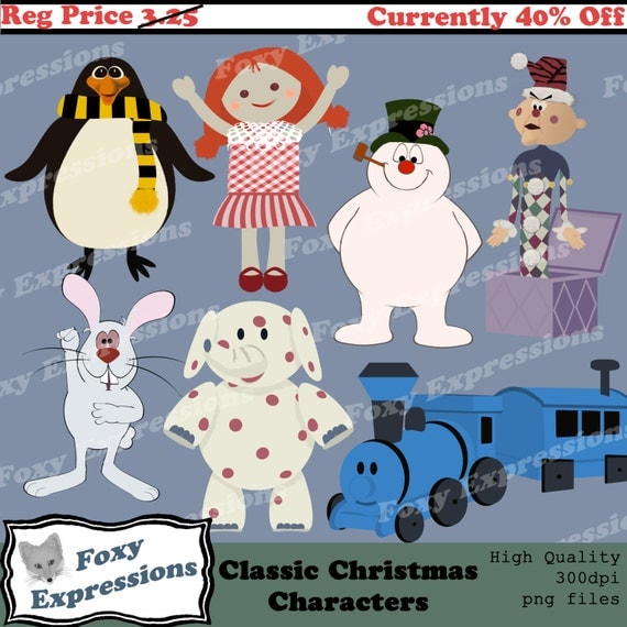 Classic Christmas Characters digital clip art pack comes with Frosty