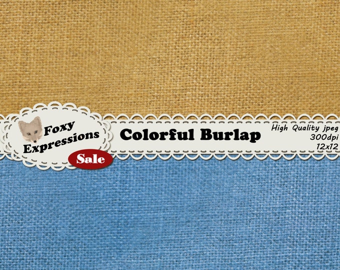 Colorful Burlap Digital Paper Pack comes seamless in beautiful shades of red, orange, yellow, green, blue, purple, pink, brown, and gray