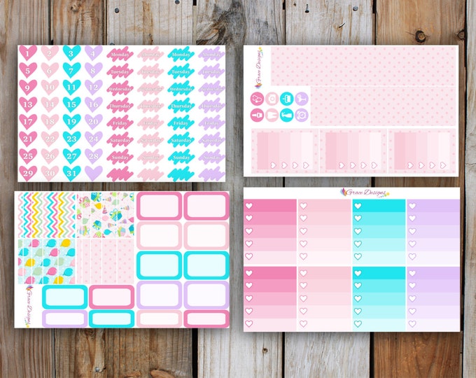 Happy Birthday Planner Stickers Kit for use with ERIN CONDREN Life Planner (7 pages)