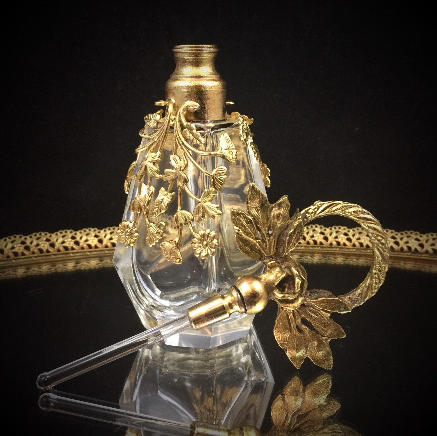 Antique Perfume Bottle Gold Filigree Perfume Bottle Filigree 5606