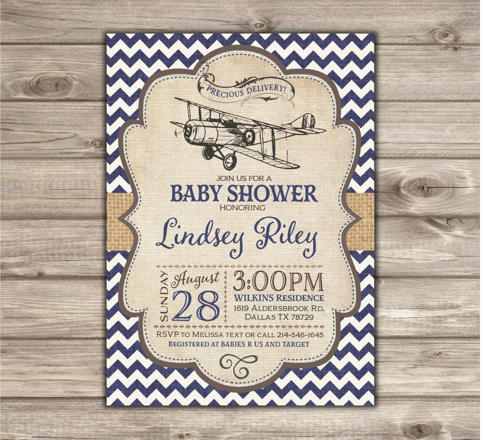 Airplane baby shower invitations boy shower invites nv2127