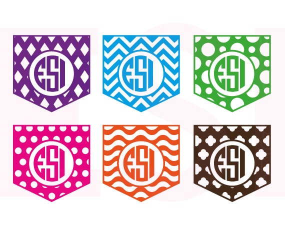 Download Patterned pocket monogram designs SVG DXF EPS files use