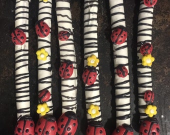 ladybug pretzel rods