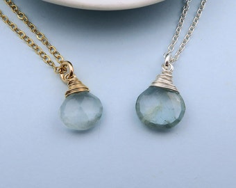 Aquamarine Necklace, March Birthstone Necklace, Aquamarine Jewelry, Birthstone Jewelry, Aquamarine Drop Necklace, Gemstone Necklace