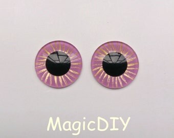 Hand Made Blythe Eye Chips Radioactive Yellow Purple (1 pair)