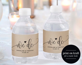 labelled water bottles