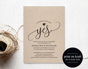Engagement Party Invitation, Engagement Invite, Engaged Announcement, Wedding Printable, She Said Yes, PDF Instant Download #BPB203_8