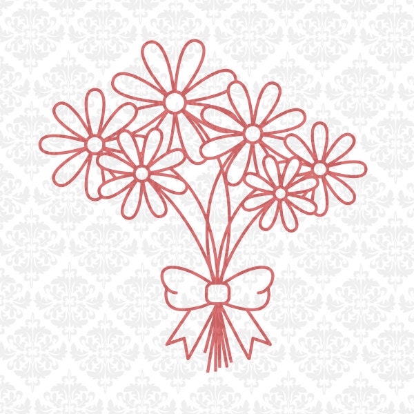 Download Flower Bouquet Bunch Floral Flowers Bow Clipart Papercut SVG