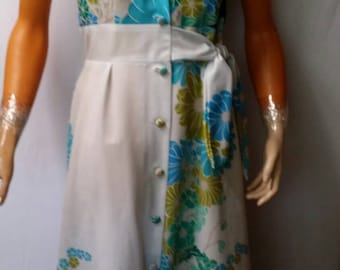 Vintage 1970s Malihini Hawaii Brand for Liberty House Backless Halter Strap Dress Size 14