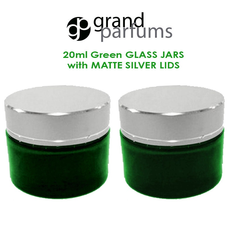 Download 6 MINI Luxury 20ml GREEN Glass Cosmetic Jars 20 ml w/ Premium