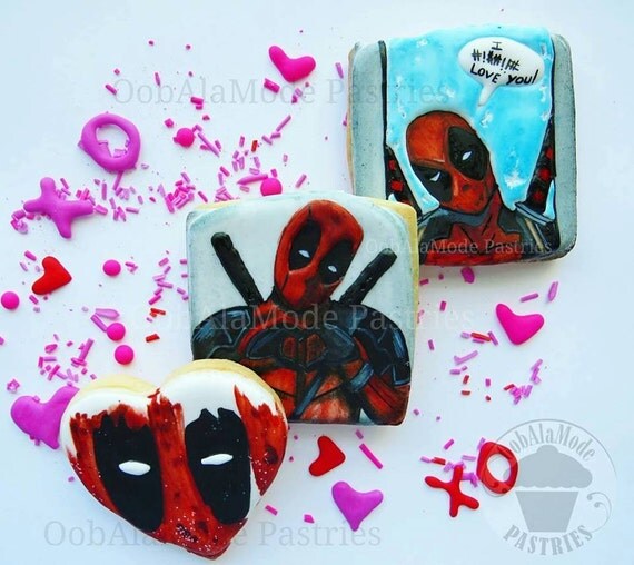 12 Deadpool Cookies Custom Cookies Deadpool by OobalamodePastries