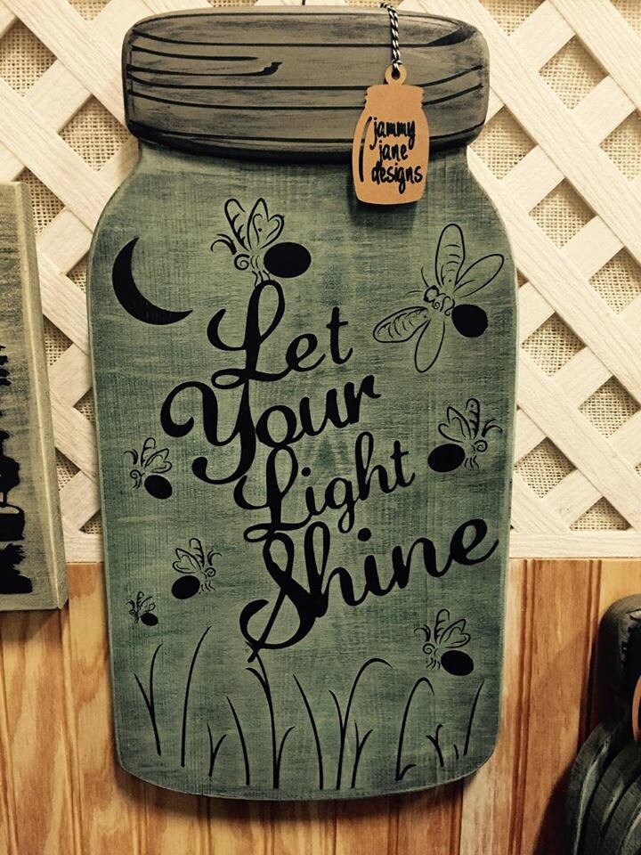 Large Mason Jar Shaped Hand painted Wood Sign 18 x