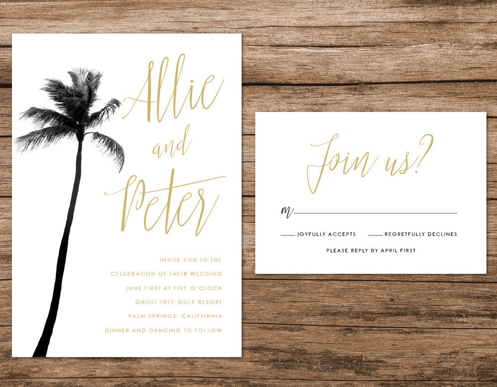 Palm Tree Wedding Invitation Palm Springs by AlexaNelsonPrints