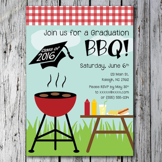 Printable customized Graduation BBQ invitation