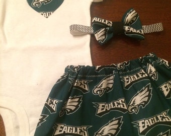 Philadelphia eagles baby girl outfit with headband