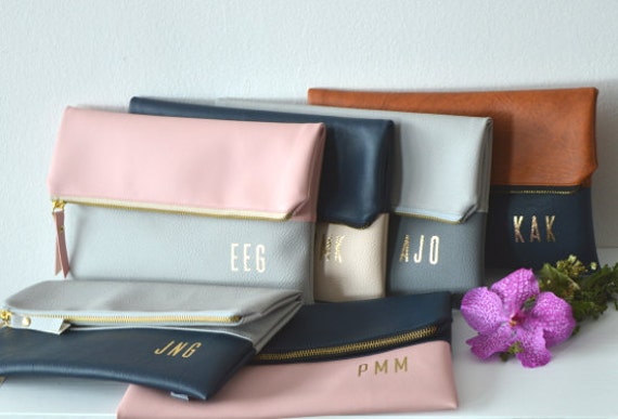 Set of 6 Personalized Foldover Clutches