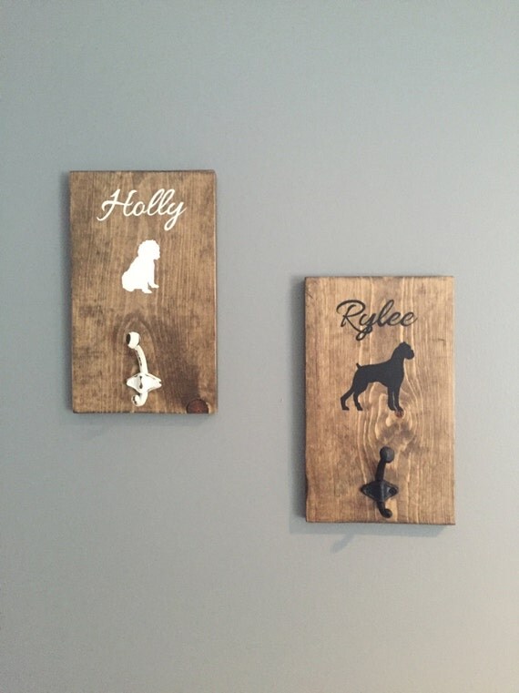 Items similar to Dog Leash Hooks Set of 2 Personalized Pet Leash
