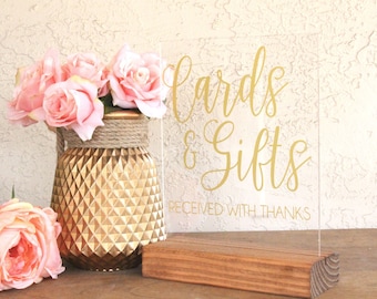 Sign for Wedding Gift Table - Gift Table Sign For Wedding - Cards and Gifts Sign - Cards and Gifts Wedding Sign - Acrylic Wedding Gift Sign
