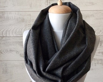 Scarf, Herringbone scarf, mens scarf, grey scarf, men infinity scarf, wool men scarf, men fashion, men scarf FREE SHIPPING