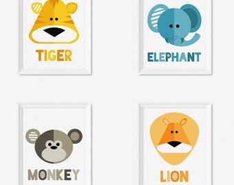 jungle animals nursery prints printable kids art kids prints instant download nursery art - Kids Animal Prints jungle animals nursery prints printable kids art kids prints instant download nursery art - Kids Animal Prints