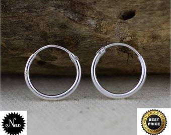 Cartilage Hoop Earrings, Sterling Silver Tiny Hoop Earrings, 12mm Sterling Silver Hoop Earrings,Small pair hoops, Silver Cartilage Hoop PAIR