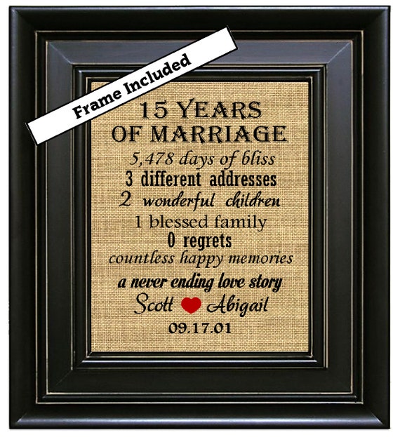 15 Year Wedding Anniversary Gifts FRAMED 15th Wedding Anniversary 15th Anniversary by