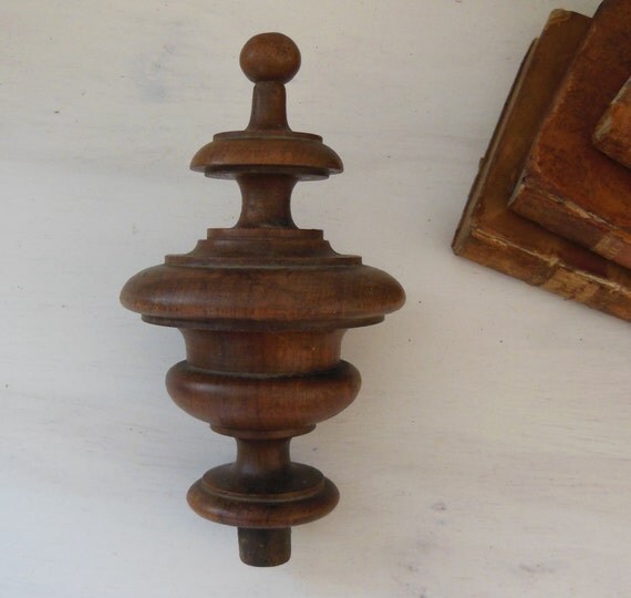 Antique French carved wood newel POST FINIAL by TheFrenchEvolution