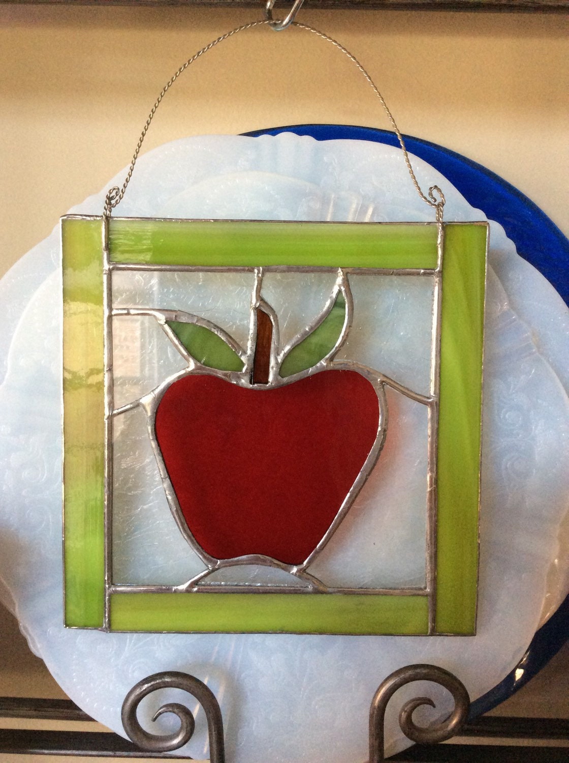Stained Glass Red Apple for a Teacher Sun by StainedGlassCloset