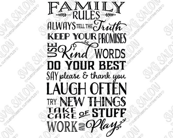 Download Family Rules Vinyl Sign / Wall Decal Word Art Cutting by ...