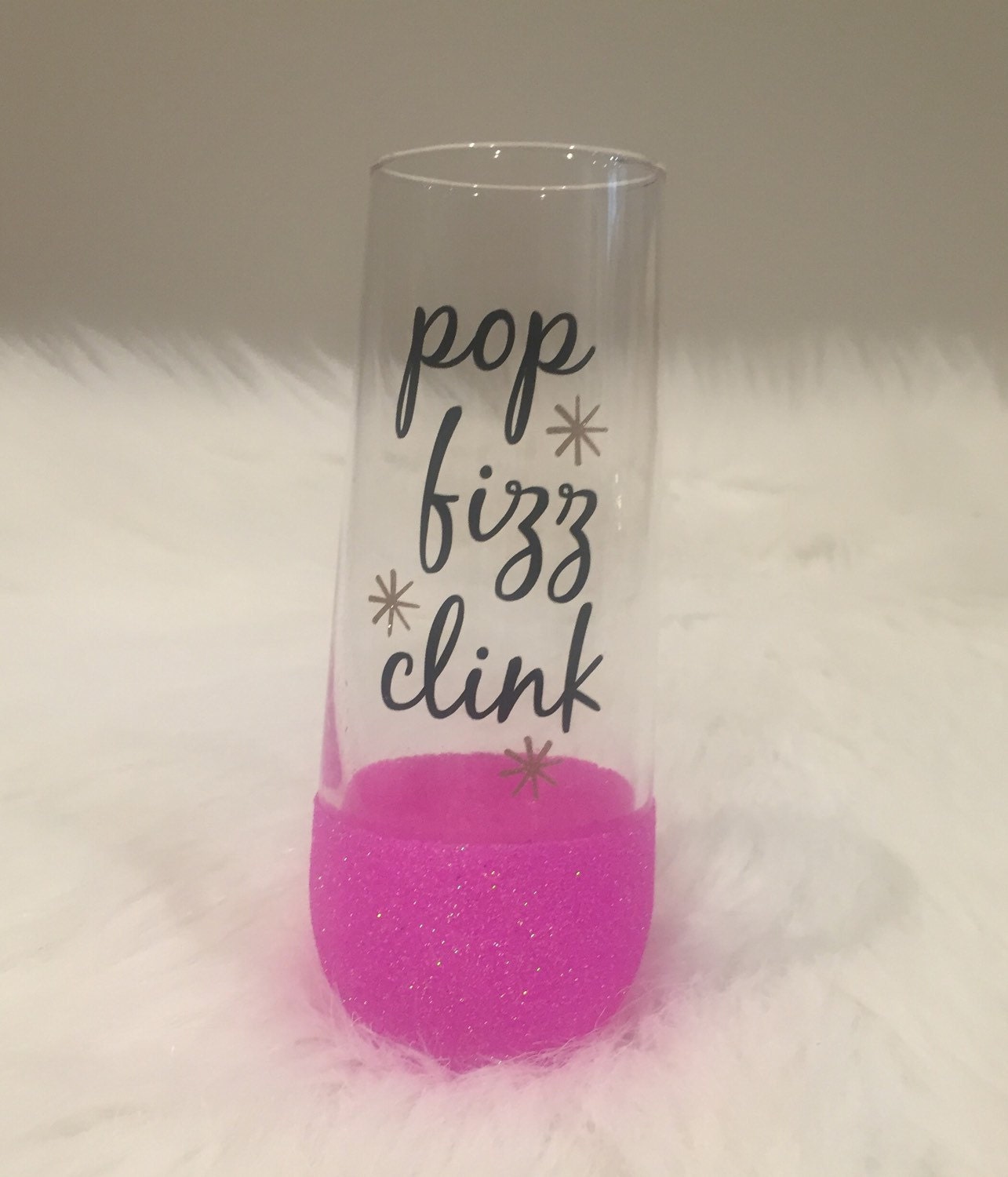 Pop Fizz Clink Stemless Champagne Glass/ by SparkleandWine on Etsy