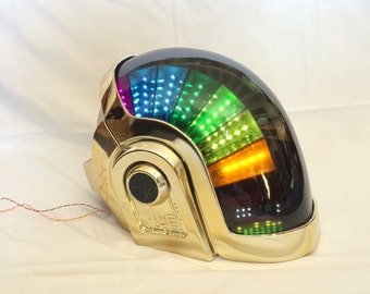 DAFT Punk DJ PARTY helmet Manuel Gold Chrome, Super high quality, Rare collectible, With Full LEDs Kit !